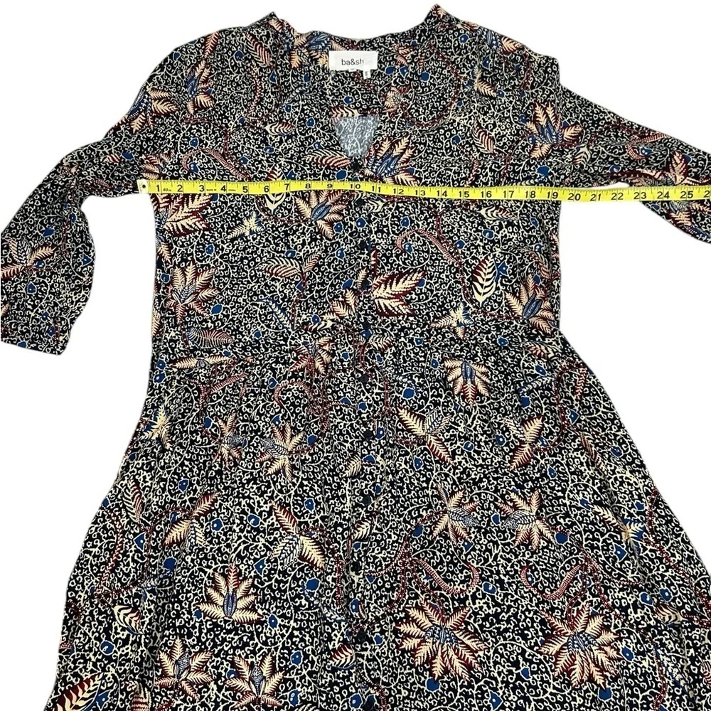 Ba&Sh Long Sleeve Multi Color Floral Mini Shirt Dress Size Medium - Picture 9 of 12
